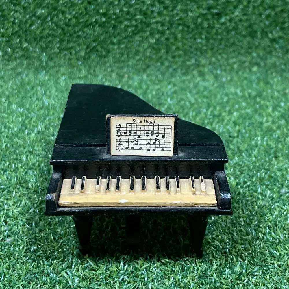 Vintage 1:12 Scale Black Wooden Grand Piano Dollhouse Miniature
